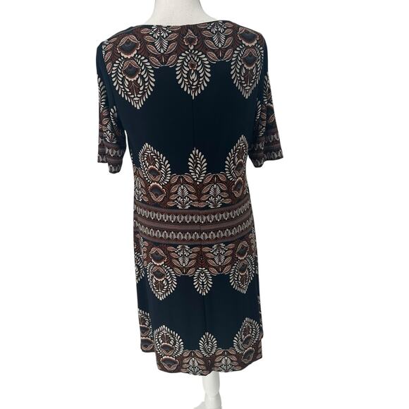 INC Int'l Concepts Navy Brown Lotus Knee-Length Shift Dress 10P - Picture 3 of 7